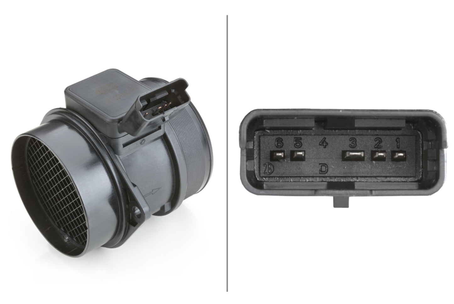 HELLA Mass Air Flow Sensor - 5-pin connector - Bolted 8ET009142-321