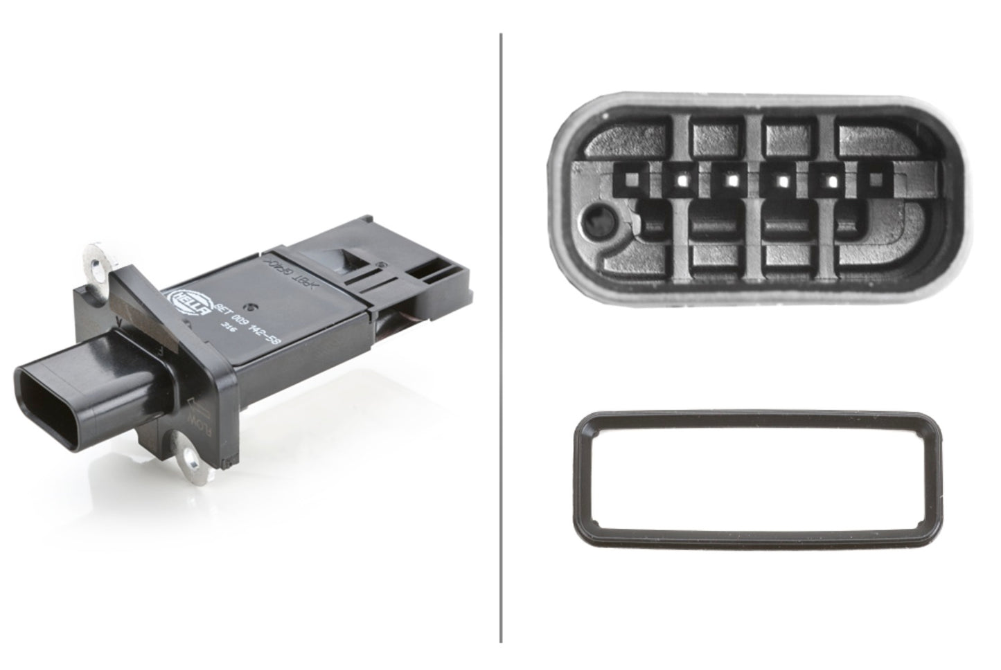 HELLA Mass Air Flow Sensor - 4-pin connector - Bolted 8ET009142-581