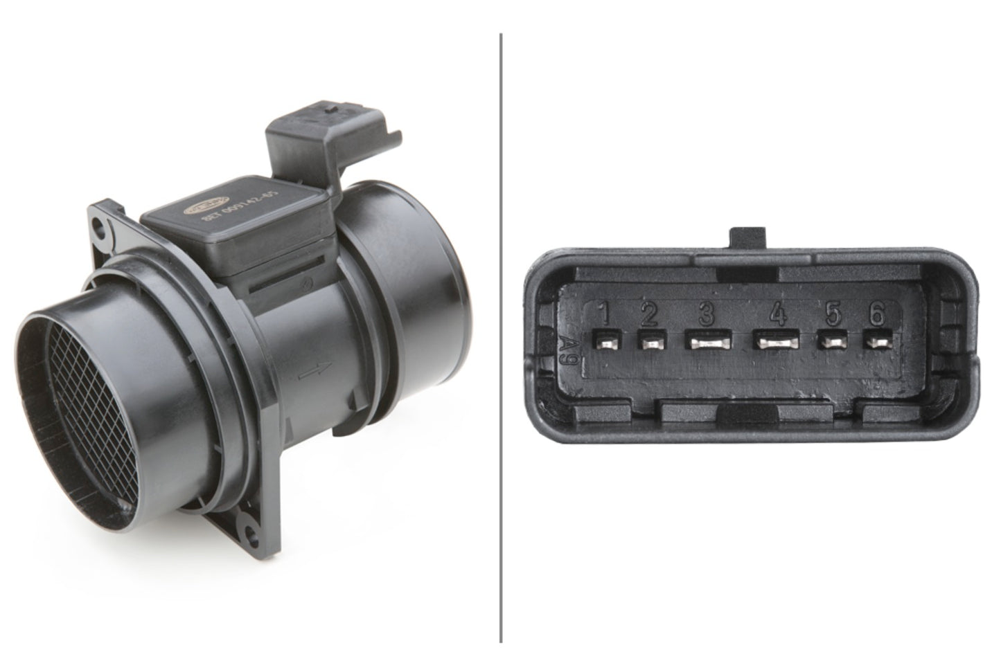 HELLA Mass Air Flow Sensor - 6-pin connector - Bolted 8ET009142-651