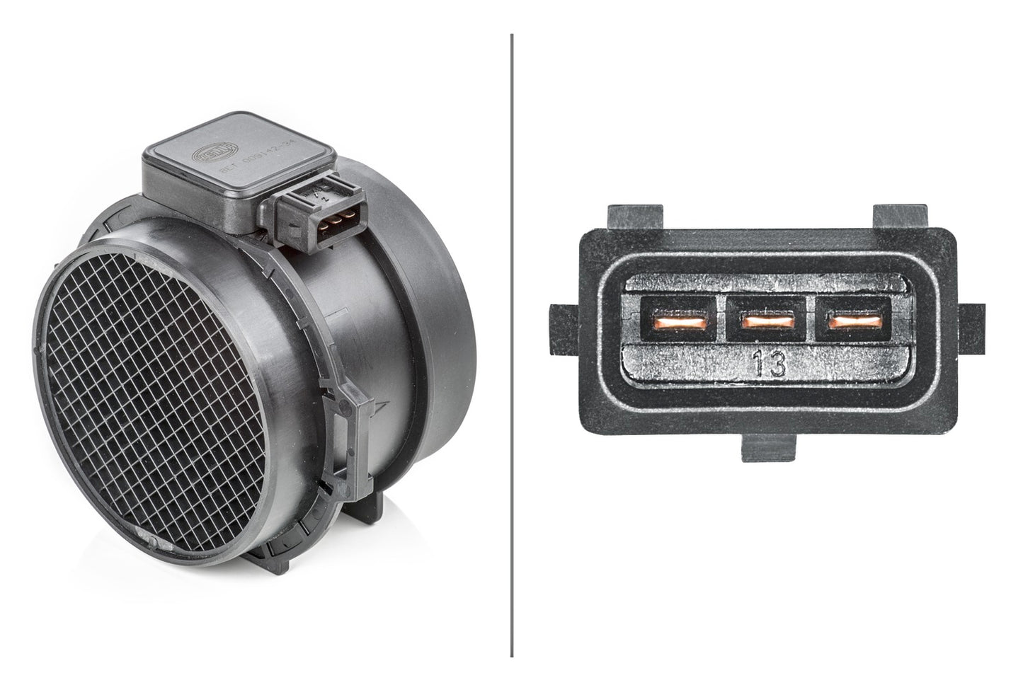 HELLA Mass Air Flow Sensor - 3-pin connector - Pipe-neck 8ET009142-341