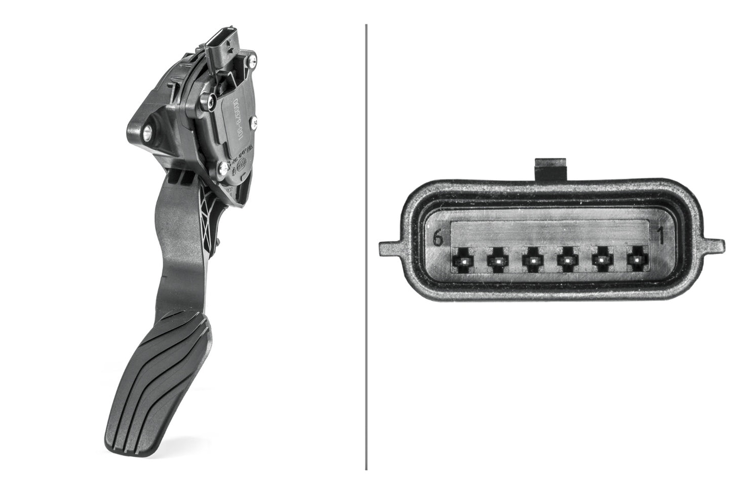 HELLA Sensor, accelerator pedal position - for right-hand drive vehicles - 6-pin conne 6PV009978-801