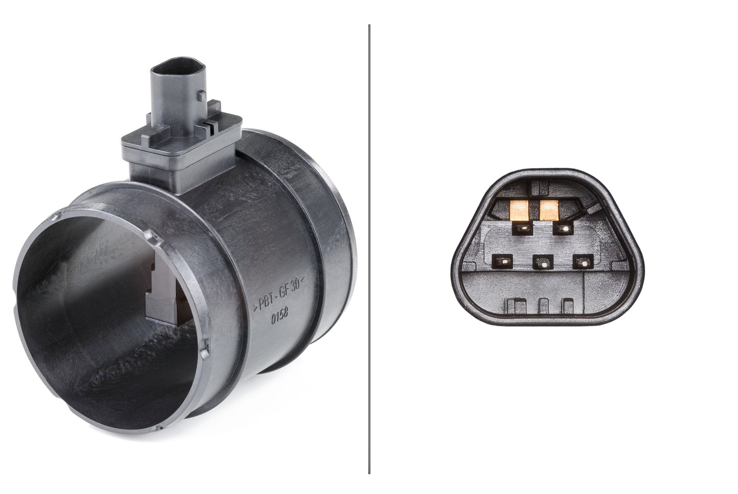 HELLA Mass Air Flow Sensor - 5-pin connector - Pipe-neck 8ET009149-651