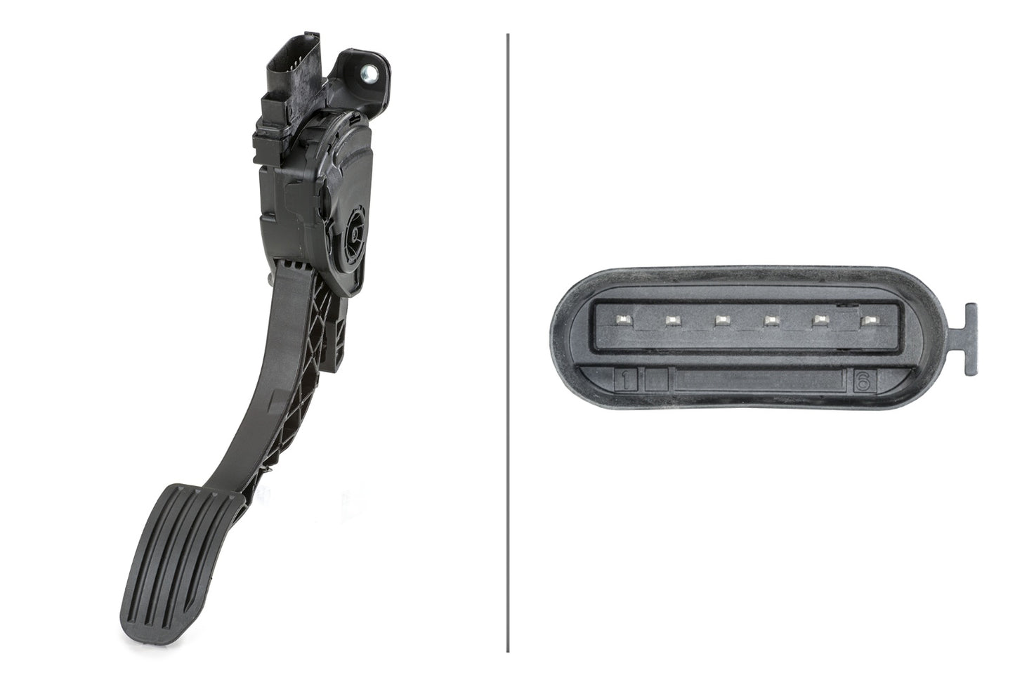 HELLA Sensor, accelerator pedal position - for left-hand drive vehicles - 6-pin connec 6PV010834-801