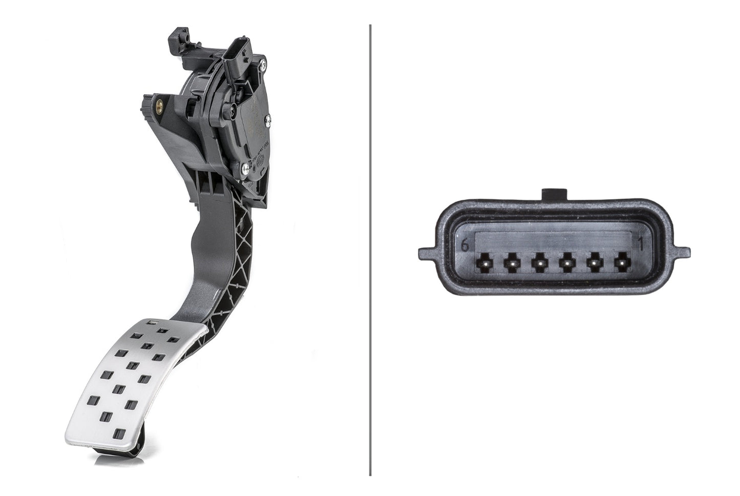 HELLA Sensor, accelerator pedal position - for left-hand drive vehicles - 6-pin connec 6PV009978-821