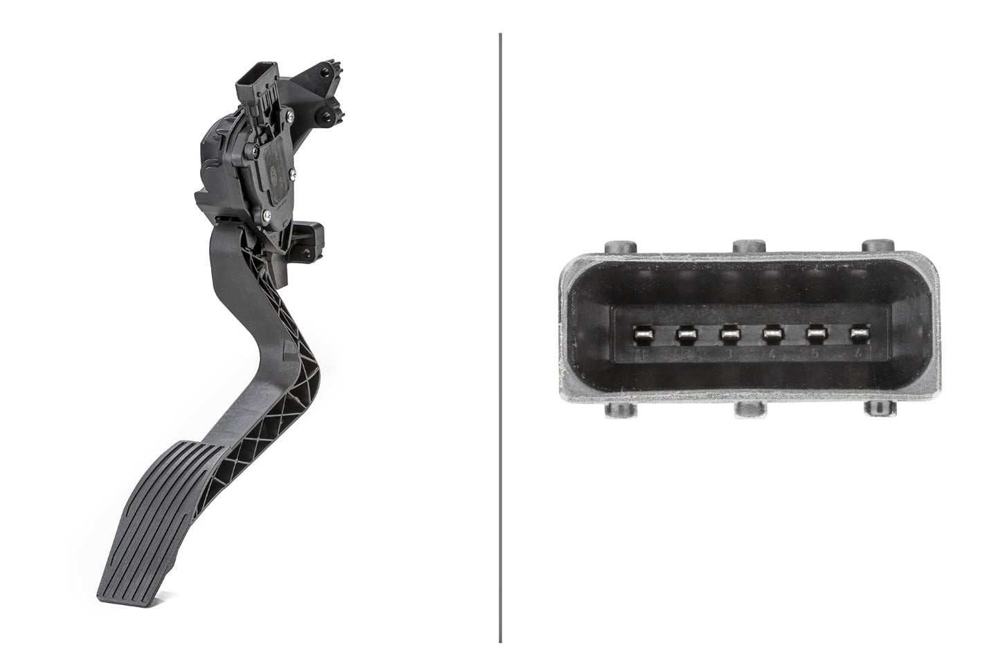 HELLA Sensor, accelerator pedal position - for left-hand drive vehicles - 6-pin connec 6PV010175-701