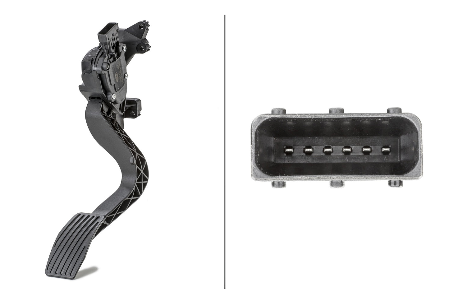 HELLA Sensor, accelerator pedal position - for left-hand drive vehicles - 6-pin connec 6PV010175-731
