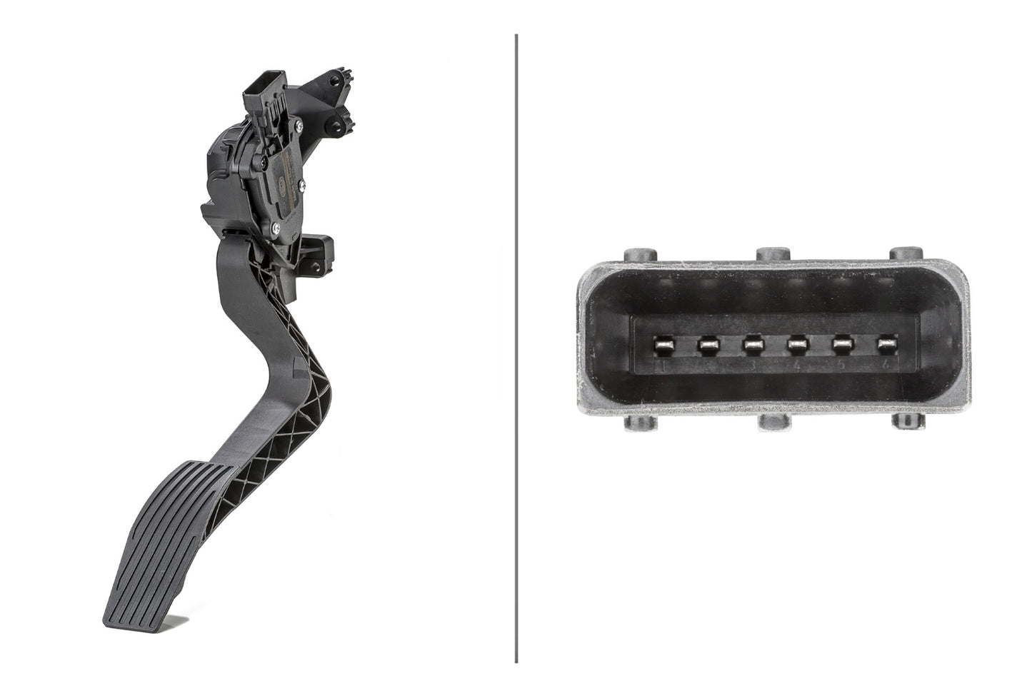 HELLA Sensor, accelerator pedal position - for left-hand drive vehicles - 6-pin connec 6PV010175-761