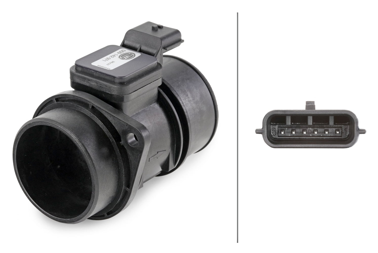 HELLA Mass Air Flow Sensor - 6-pin connector - Bolted 8ET009142-971
