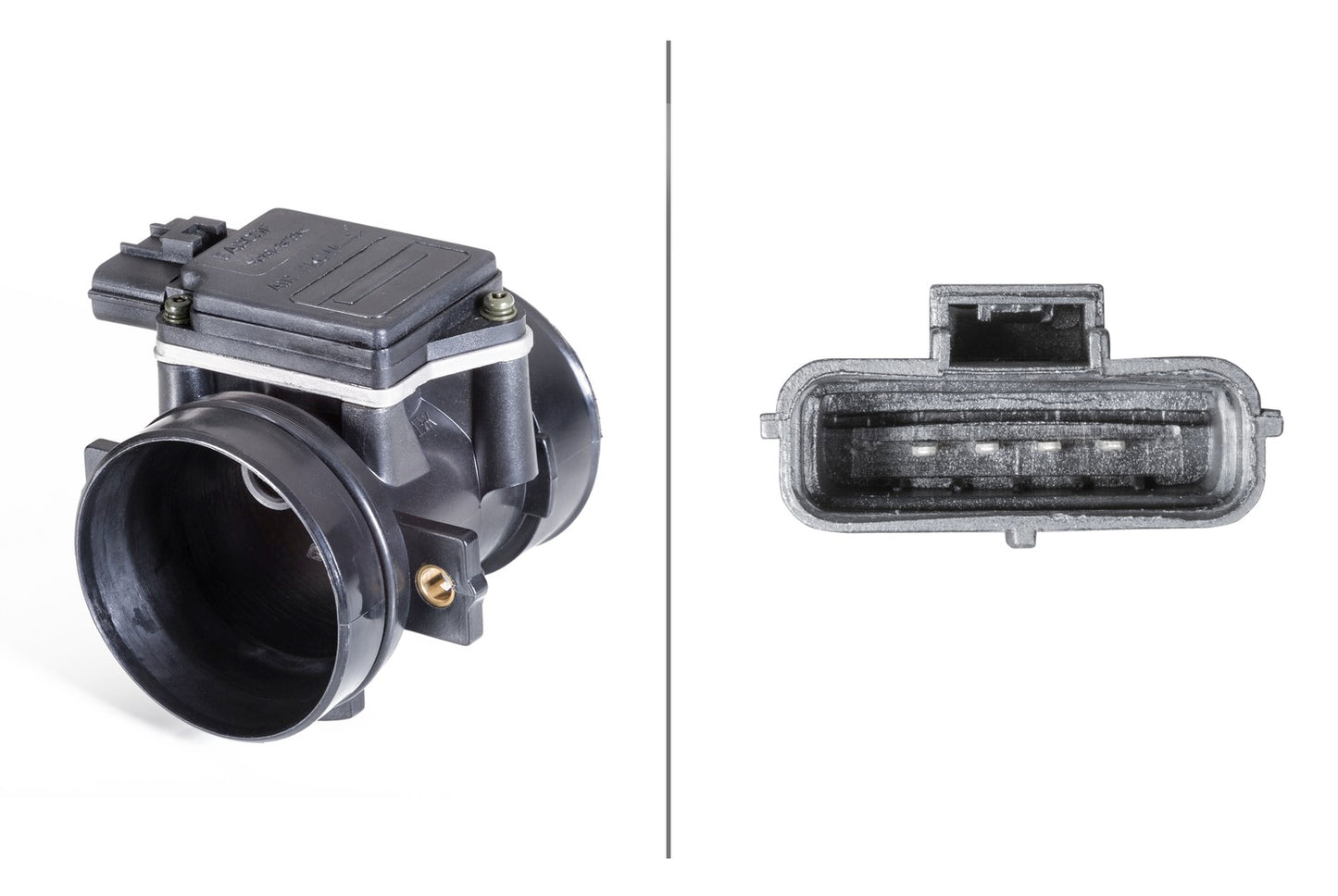 HELLA Mass Air Flow Sensor - 4-pin connector - Pipe-neck 8ET358095-081