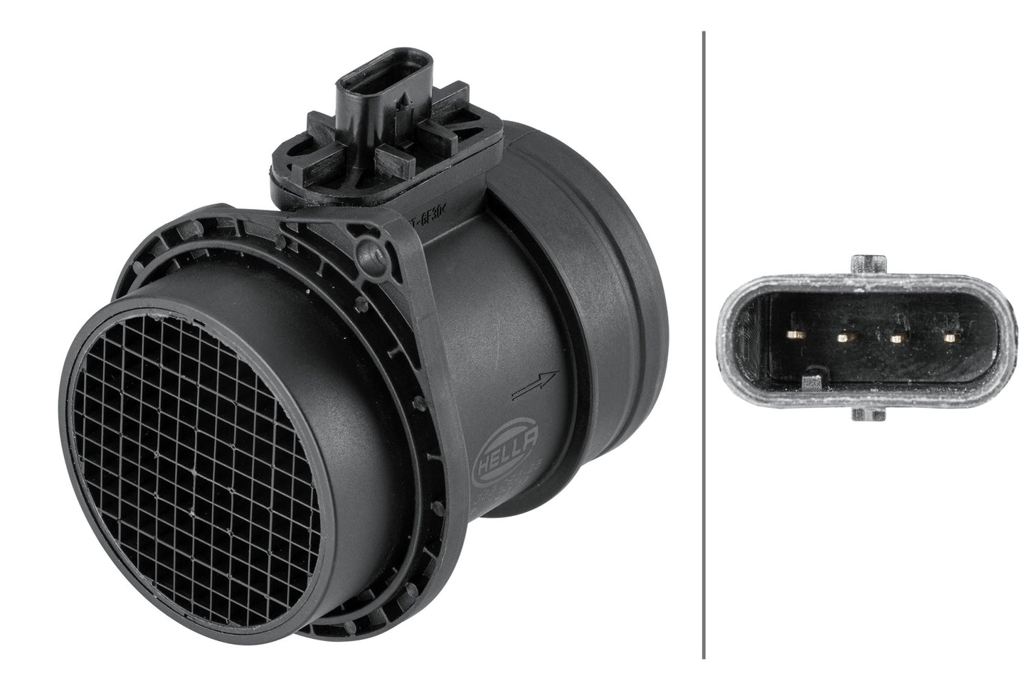HELLA Mass Air Flow Sensor - 4-pin connector - Pipe-neck 8ET358095-251