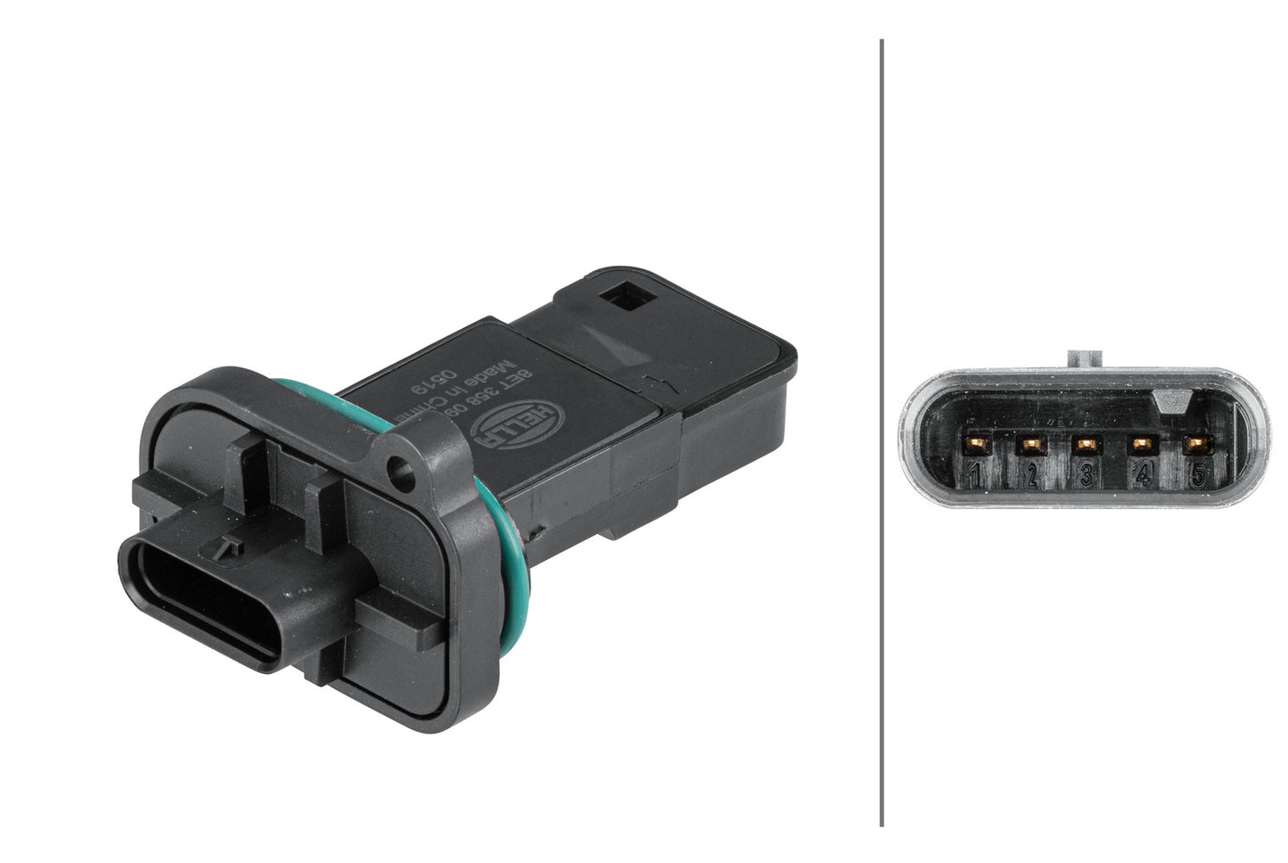 HELLA Mass Air Flow Sensor - 5-pin connector - Bolted 8ET358095-441