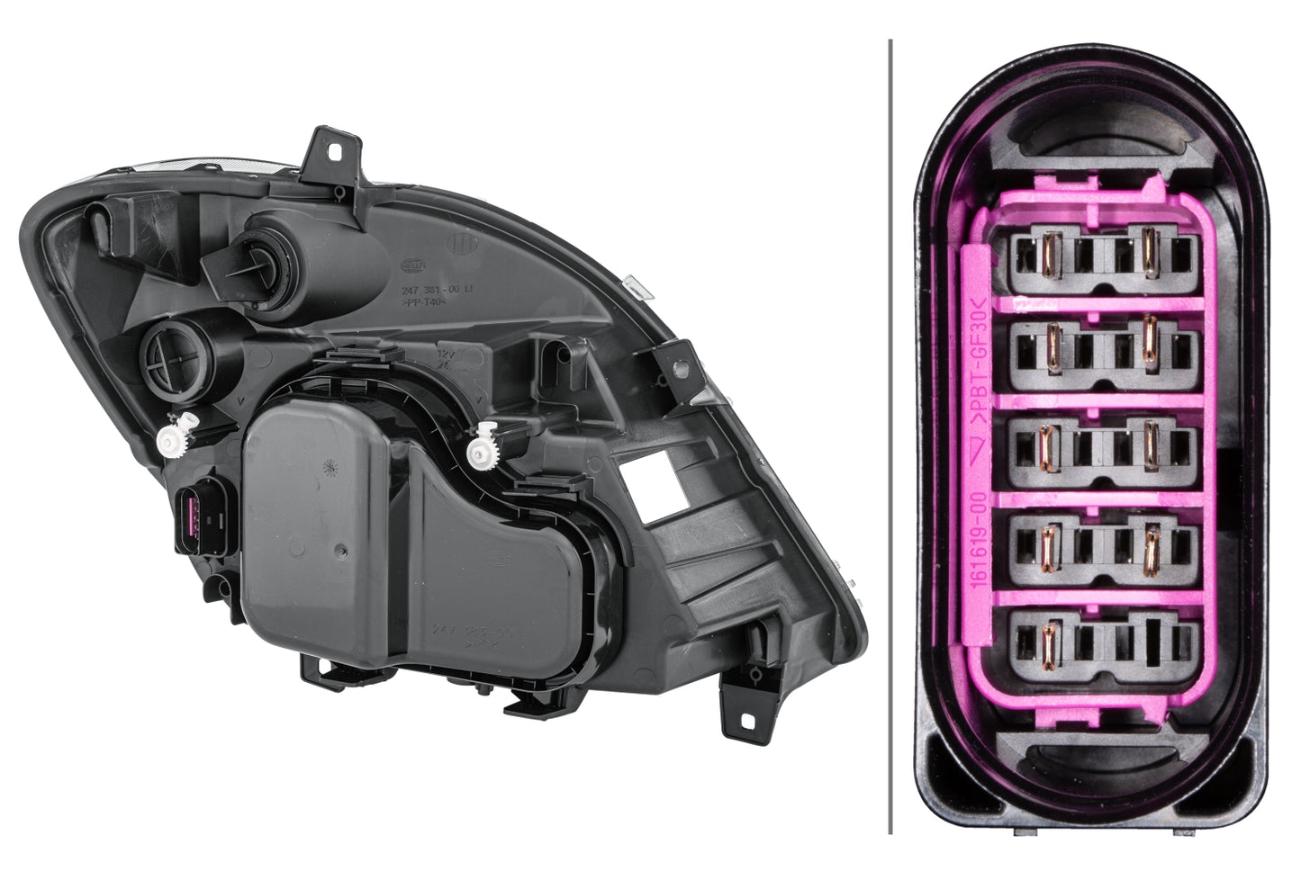 HELLA Halogen/FF-Headlight - left - for e.g. Mercedes-Benz Sprinter 3,5-T Box (906) 1EB247012-011