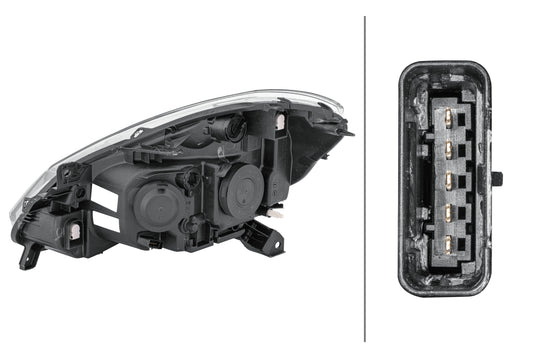 HELLA Halogen-Headlight - right - for e.g. Renault Clio III (BR0/1, CR0/1) 1EE354536-021
