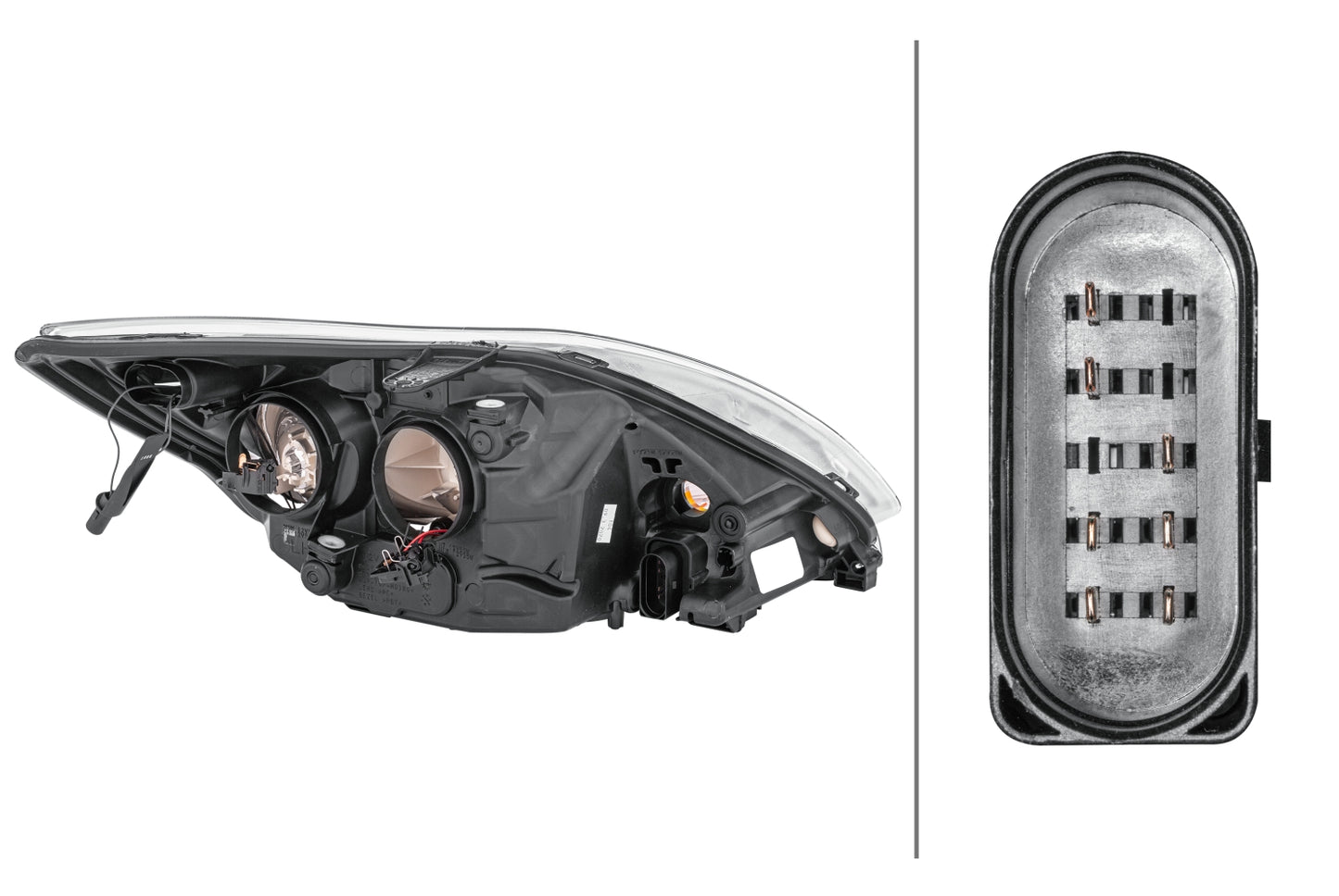 HELLA Halogen-Headlight - left - for e.g. Ford Focus II (DA_, HCP, DP) 1EE354257-011