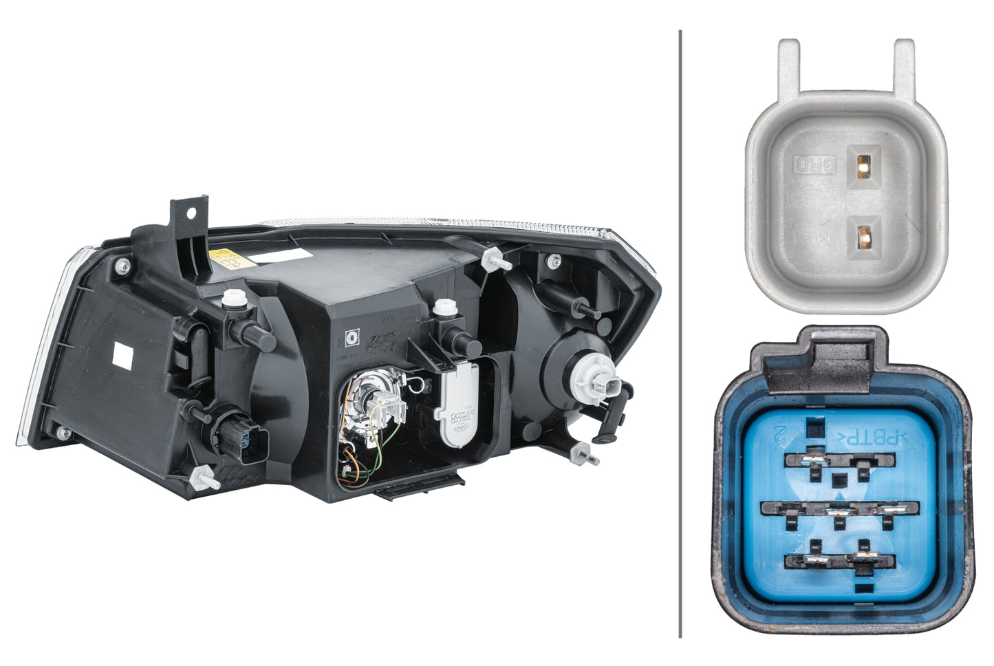 HELLA Halogen-Headlight - right - for e.g. Ford Transit Chassis (FM_ _, FN_ _) 1EG354024-121
