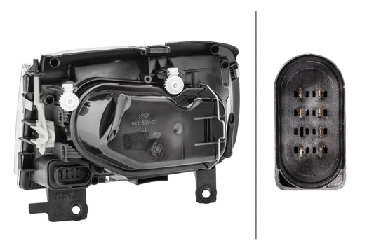HELLA Dual Headlight/Halogen-Headlight - left - for e.g. VW Polo (6N2) 1DF963709-051
