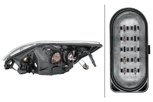 HELLA Halogen-Headlight - right - for e.g. Ford Focus II (DA_, HCP, DP) 1EE354257-041