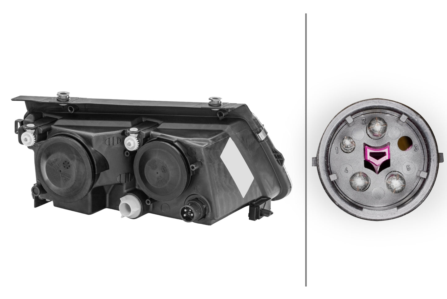 HELLA Dual Headlight/FF/Halogen-Headlight - left - for e.g. VW Passat Variant (3B5) 1AF007620-051