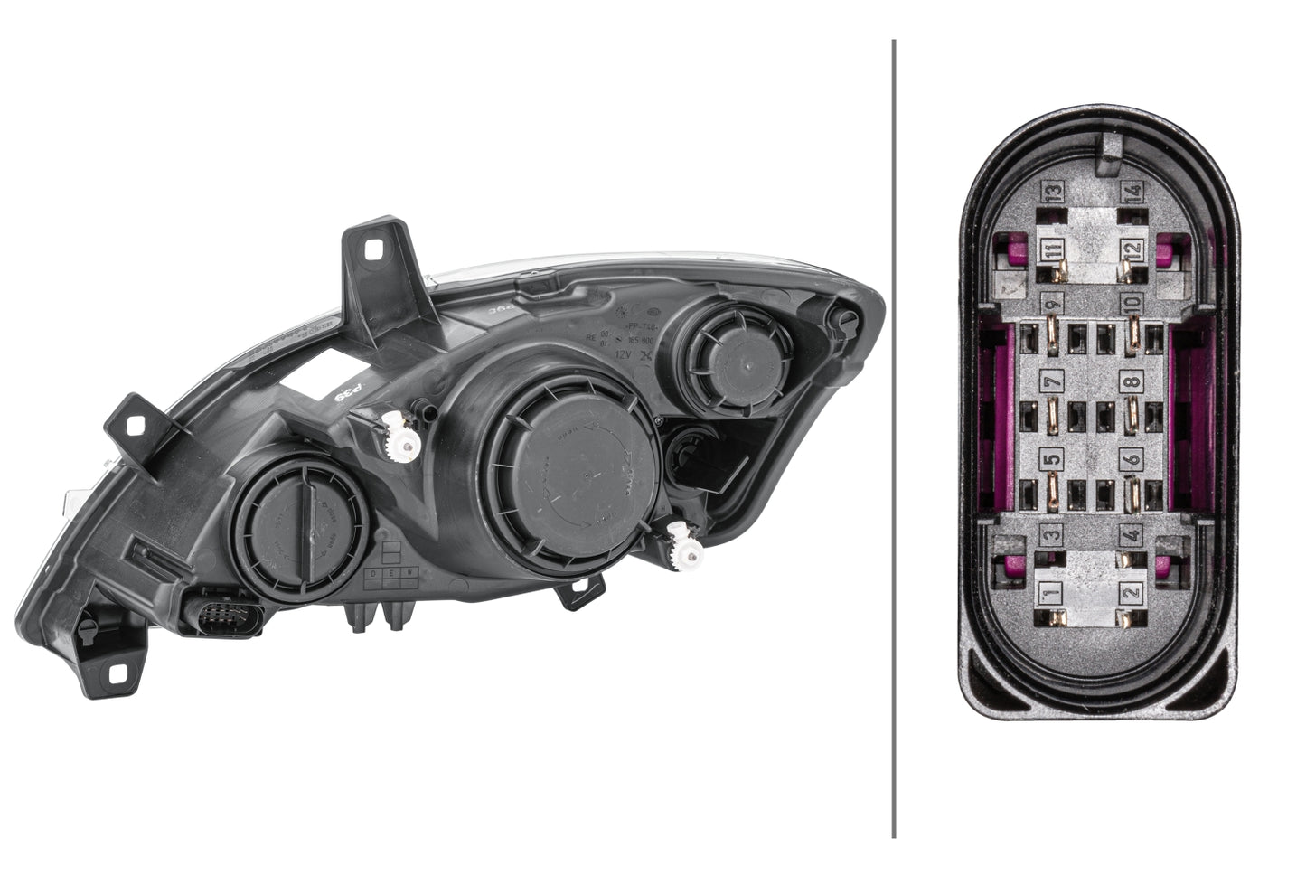 HELLA Halogen-Headlight - right - for e.g. Mercedes-Benz Vito / Mixto Box (W639) 1EG009627-021