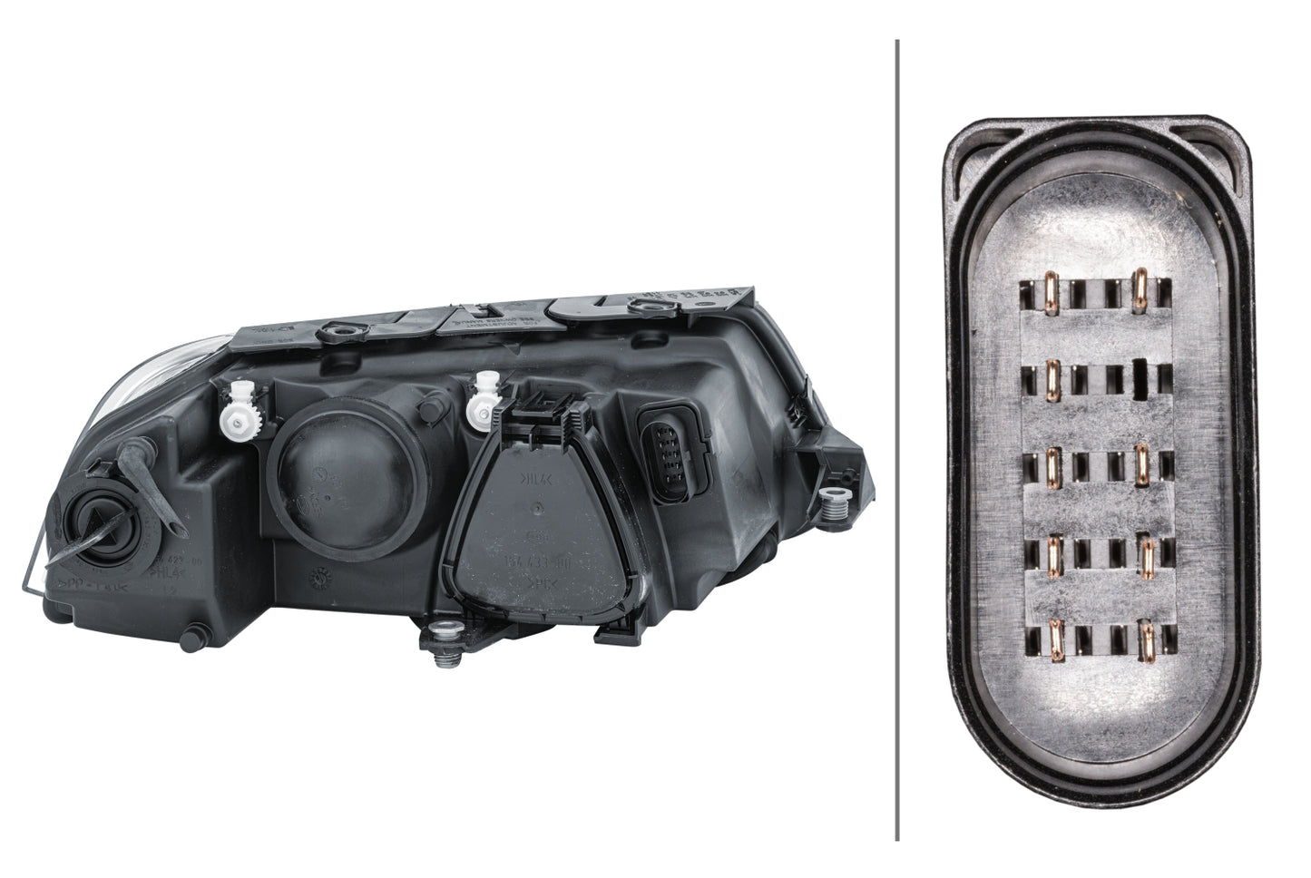 HELLA Halogen/FF/DE-Headlight - left - for e.g. VW Passat Variant (3B6) 1EL008350-011
