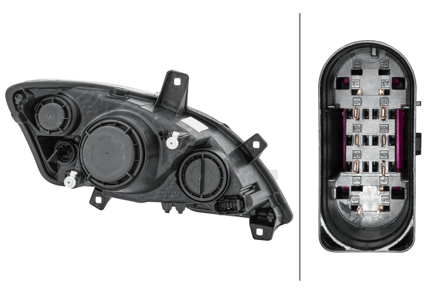 HELLA Halogen-Headlight - left - for e.g. Mercedes-Benz Vito / Mixto Box (W639) 1EG009627-011