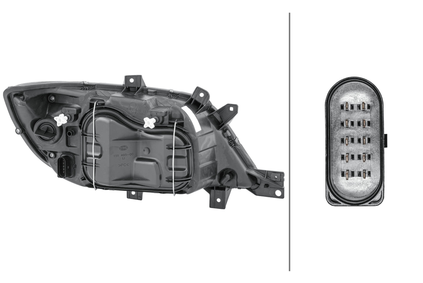 HELLA Halogen/FF-Headlight - left - for e.g. Mercedes-Benz Sprinter 4,6-T Bus (909) 1EH246047-211