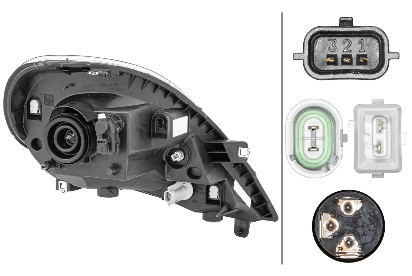 HELLA Halogen-Headlight - left - for e.g. Renault Trafic II Box (FL) 1EH354541-011