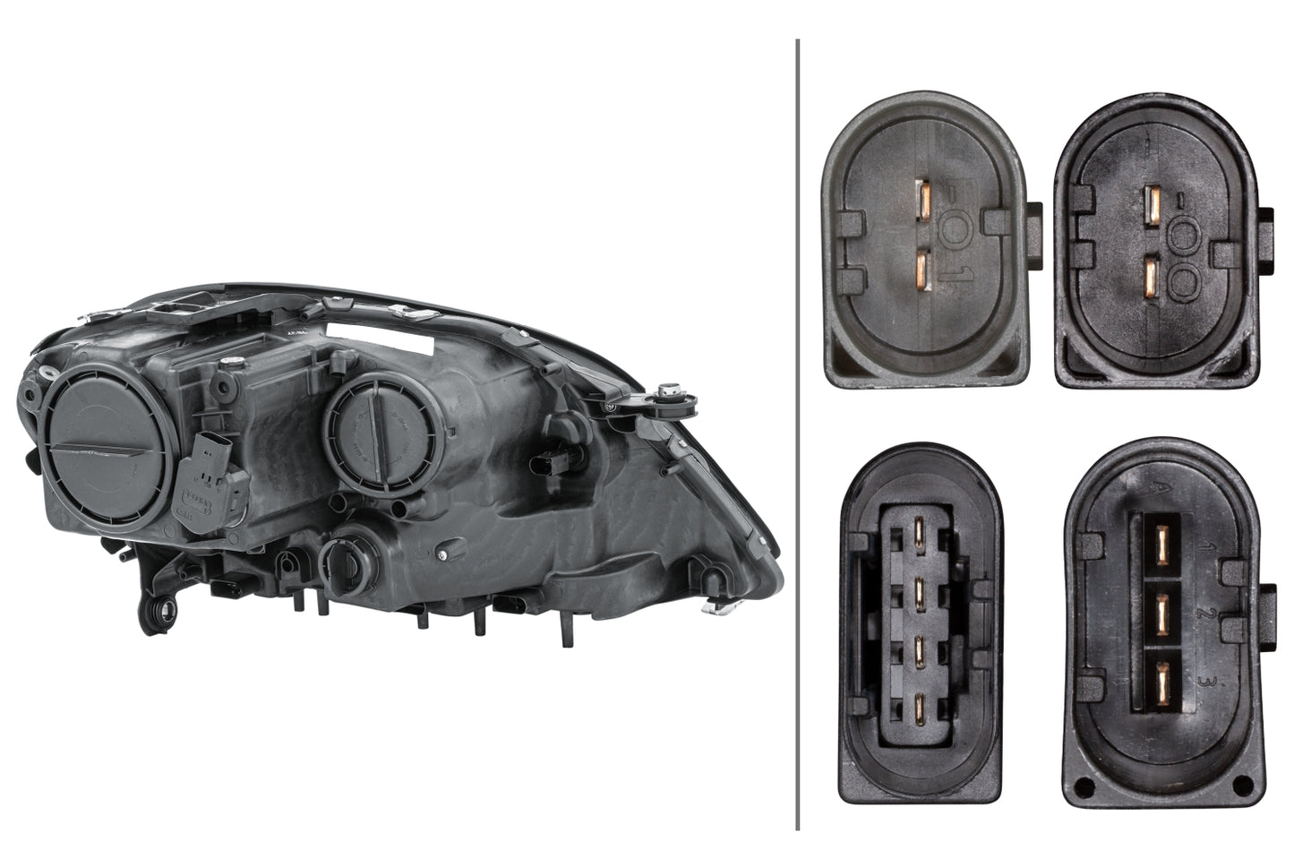HELLA Halogen/FF/DE-Headlight - left - for e.g. Mercedes-Benz M-Class (W164) 1EL263064-011
