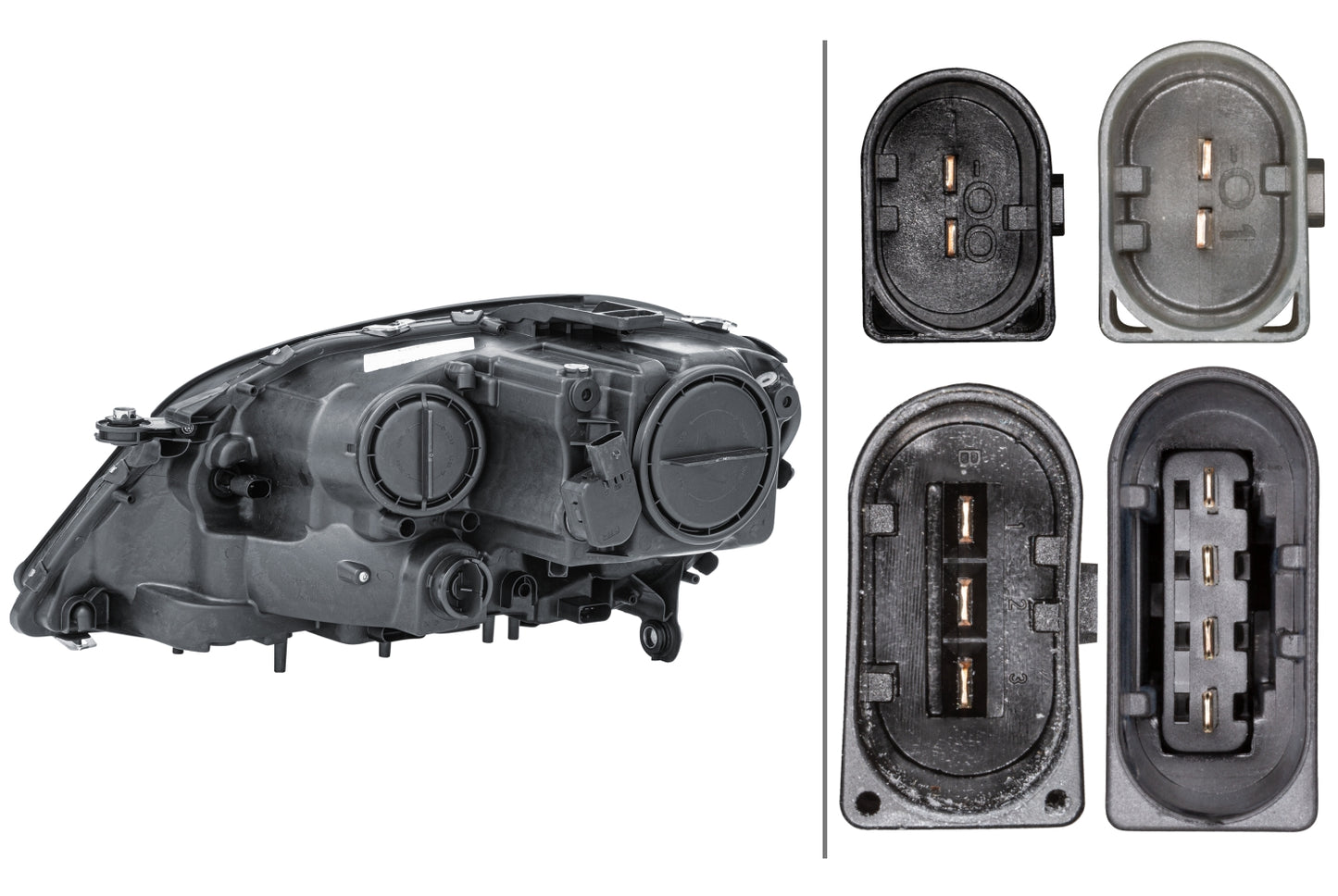 HELLA DE/Halogen/FF-Headlight - right - for e.g. Mercedes-Benz M-Class (W164) 1EL263064-021