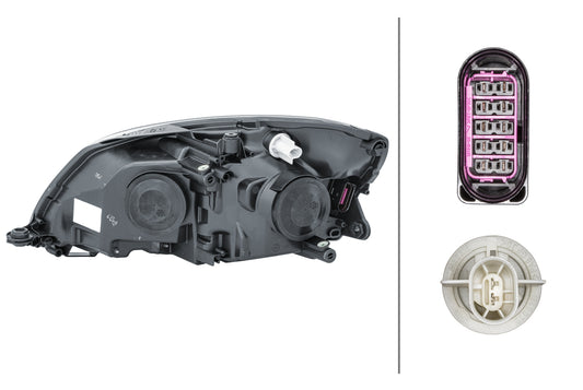 HELLA Halogen/FF/DE-Headlight - right - for e.g. Skoda Fabia II (542) 1ZL010417-421