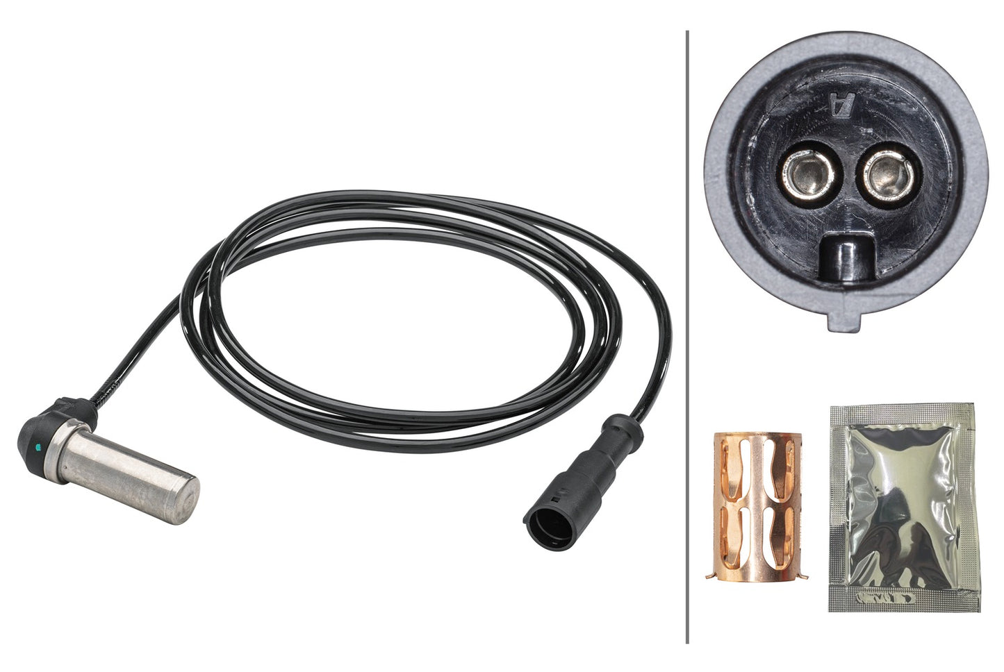 HELLA Sensor, wheel speed - 2-pin connector - Front Axle 6PU230048-051