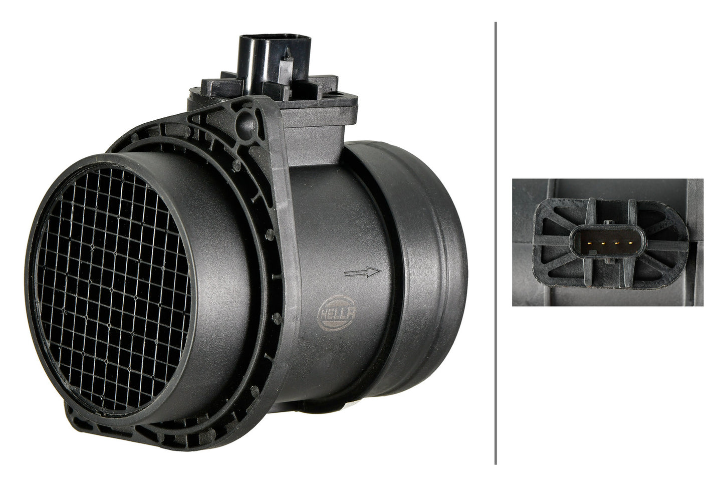 HELLA Mass Air Flow Sensor - 4-pin connector - Pipe-neck 8ET358166-491