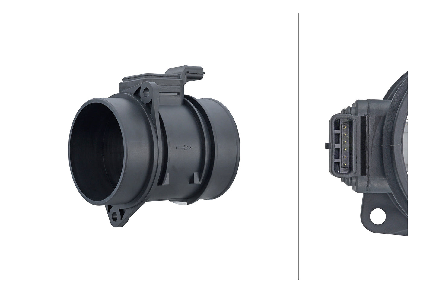 HELLA Mass Air Flow Sensor - 6-pin connector - Pipe-neck 8ET358166-661