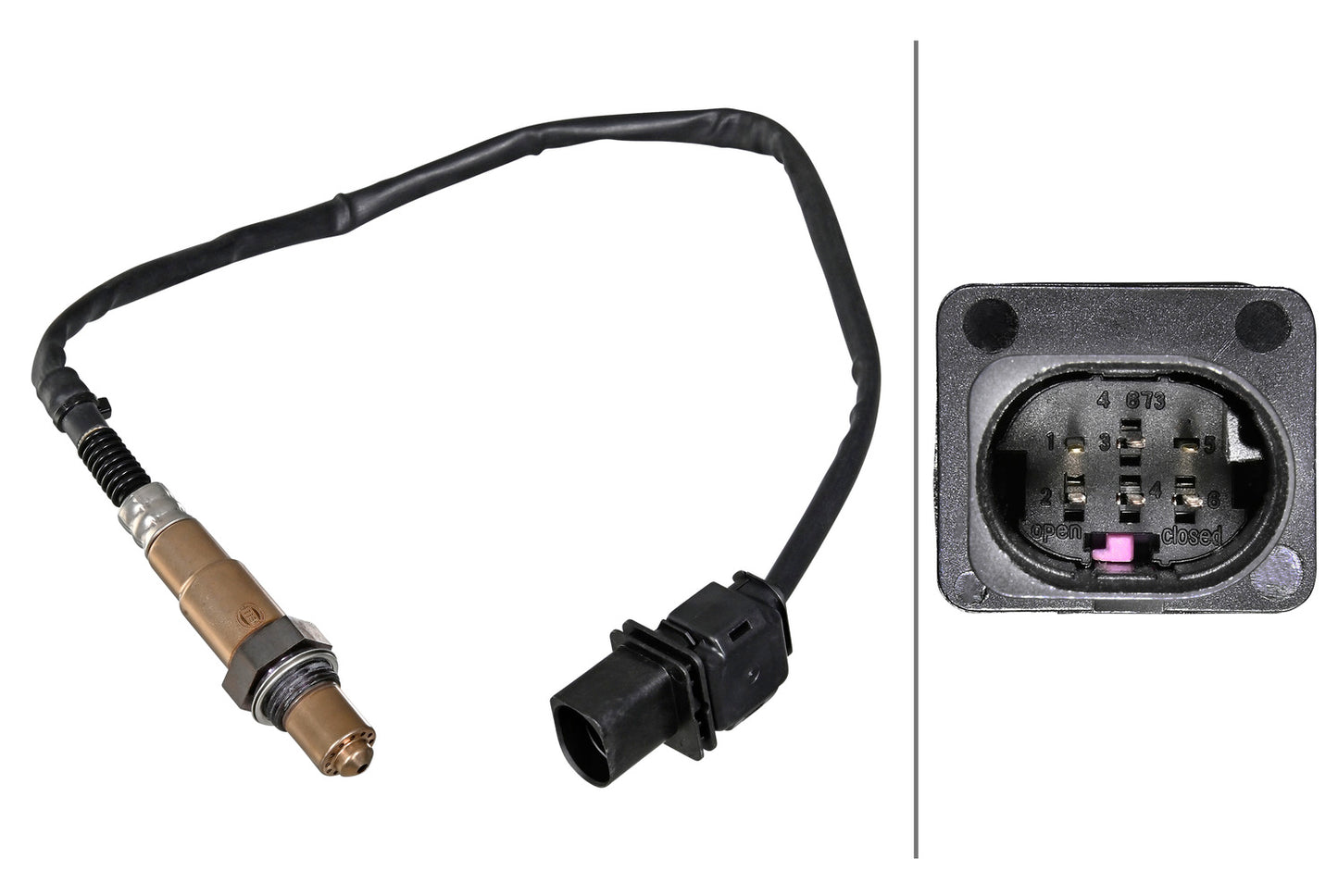 HELLA Oxygen sensor - 6-pin connector 6PA358221-251