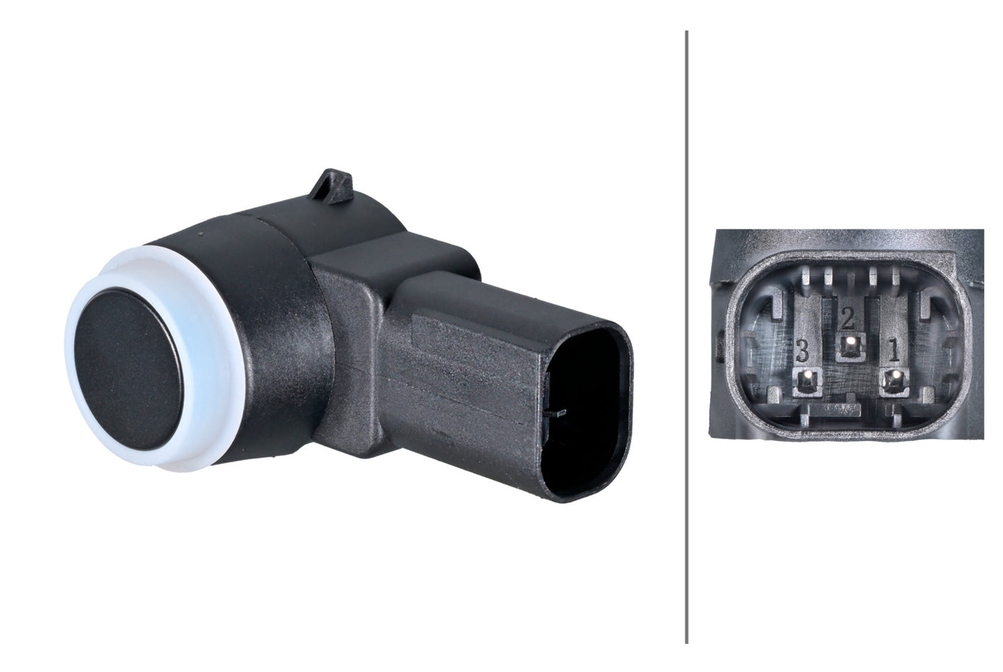 HELLA Sensor, park distance control - angled - 3-pin connector - Plugged 6PX358270-831