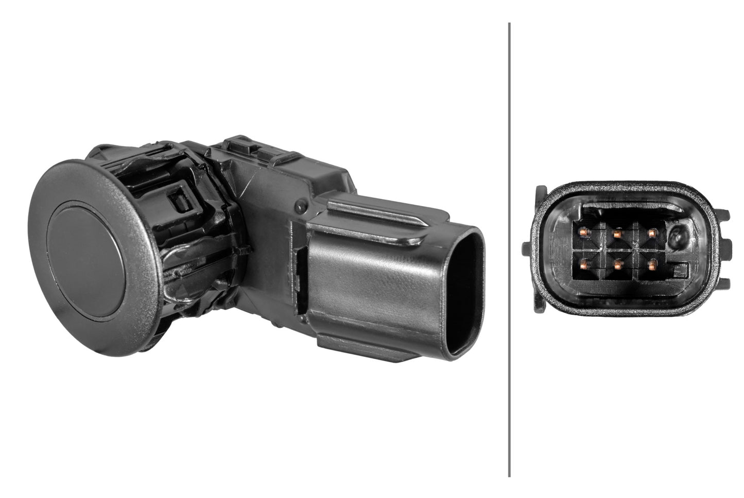 HELLA Sensor, park distance control - angled - 6-pin connector - Plugged 6PX358269-311
