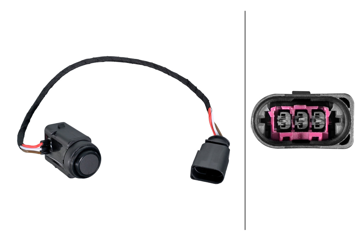 HELLA Sensor, park distance control - straight - 3-pin connector - Plugged - Cable: 27 6PX358270-791