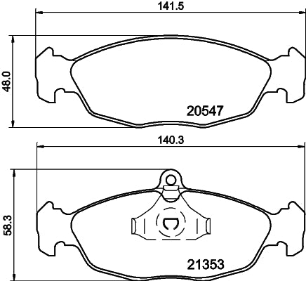 HELLA Brake pad set - T1045 - for e.g. CHEVROLET / DAEWOO / FSO / HOLDEN 8DB355007-531