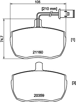 HELLA Brake pad set - T0062 - for e.g. ALFA ROMEO / CARBODIES / IVECO 8DB355005-831