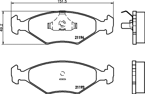 HELLA Brake pad set - T1030 - for e.g. FIAT / INNOCENTI / VOLKSWAGEN 8DB355007-441