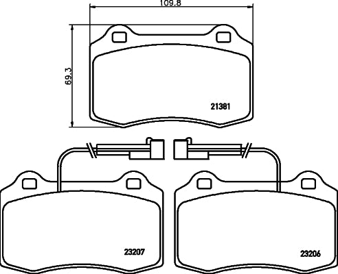 HELLA Brake pad set - T5119 - for e.g. ALFA ROMEO / CHRYSLER / DODGE / FIAT 8DB355018-421