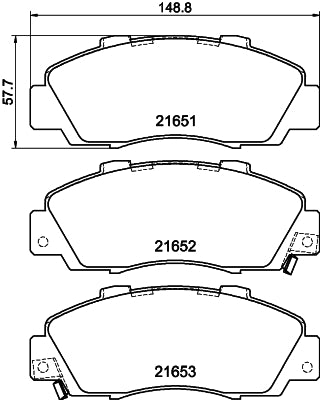 HELLA Brake pad set - T3016 - for e.g. ACURA / HONDA / ROVER 8DB355016-441