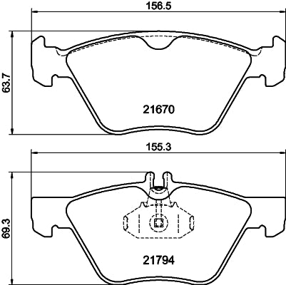 HELLA Brake pad set - T1092 - for e.g. CHRYSLER / MERCEDES-BENZ 8DB355007-861