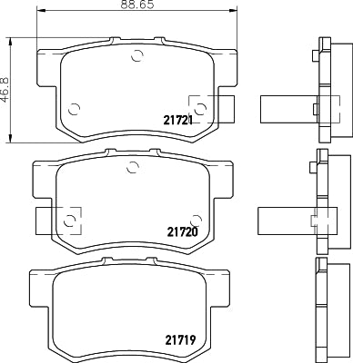 HELLA Brake pad set - T3017 - for e.g. ACURA / HONDA / MG / ROVER / SUZUKI 8DB355016-451