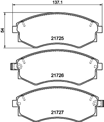 HELLA Brake pad set - T3041 - for e.g. DAEWOO / HYUNDAI / KIA / MITSUBISHI 8DB355016-691