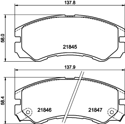 HELLA Brake pad set - T3033 - for e.g. ACURA / CHEVROLET / HOLDEN / HONDA 8DB355016-611