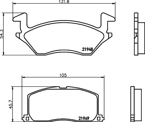 HELLA Brake pad set - T3054 - for e.g. TOYOTA 8DB355016-781