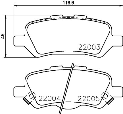 HELLA Brake pad set - T2326 - for e.g. TOYOTA 8DB355023-051