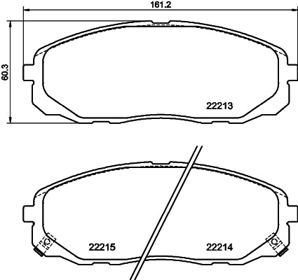 HELLA Brake pad set - T2757 - for e.g. KIA 8DB355039-441