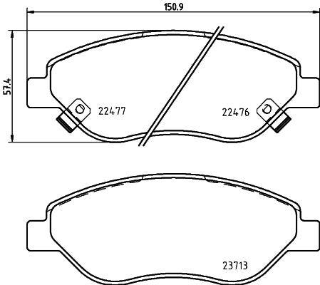 HELLA Brake pad set - T2649 - for e.g. FIAT 8DB355025-631